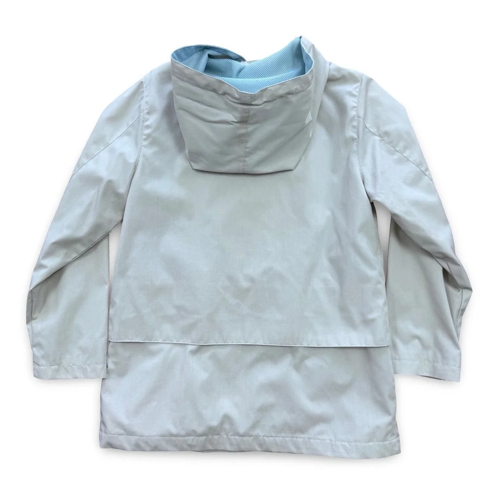 IZZI Women Stone Beige Hooded Windbreaker Jacket Floral Embroidery Small
